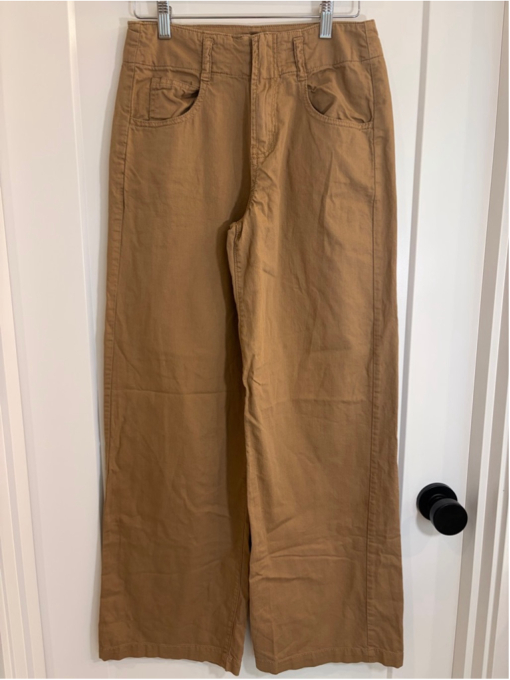 Oat New York Earthy Khaki Wide Leg Pants Size 25 Sleek Tailored Front